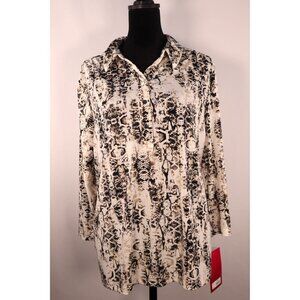212 Collection Women's‎ Animal Print Button-Up Shirt Size X Large